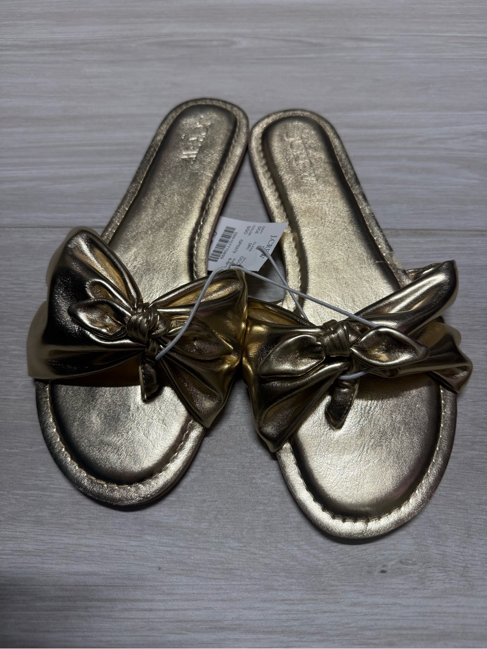 NWT JCrew Gold Bow Slide Sandals - Women